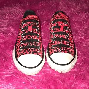 Red and Black Leopard Converse